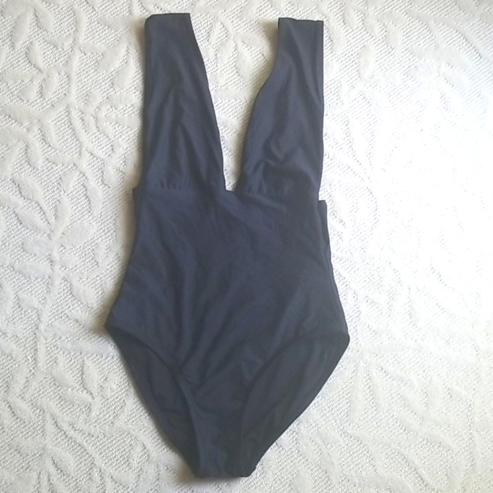 JCrew low-cut black onepiece swimsuit